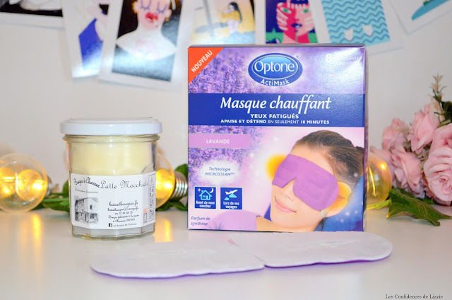 yeux fatigués - reposant - masque - masque tissu - masque chauffant - lavande 