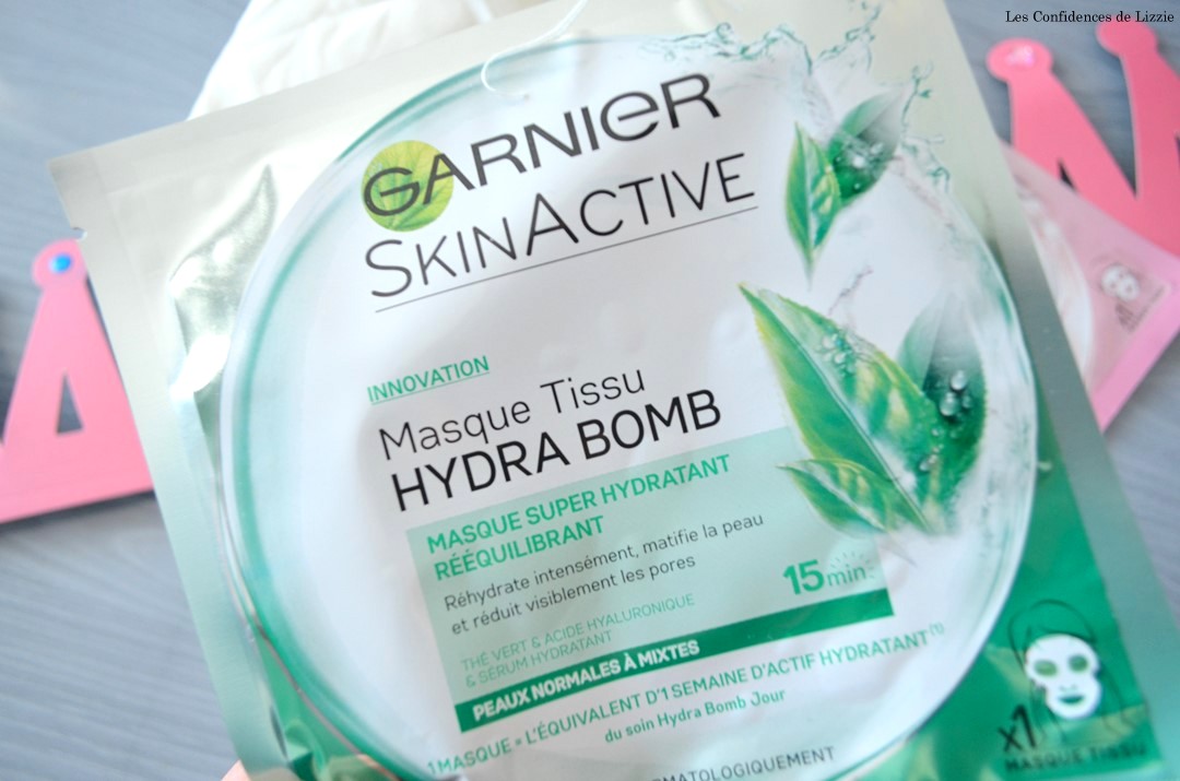 Garnier - masque en tissu - mon avis sur les masques en tissus Hydra Bomb - Skin Active - beauté