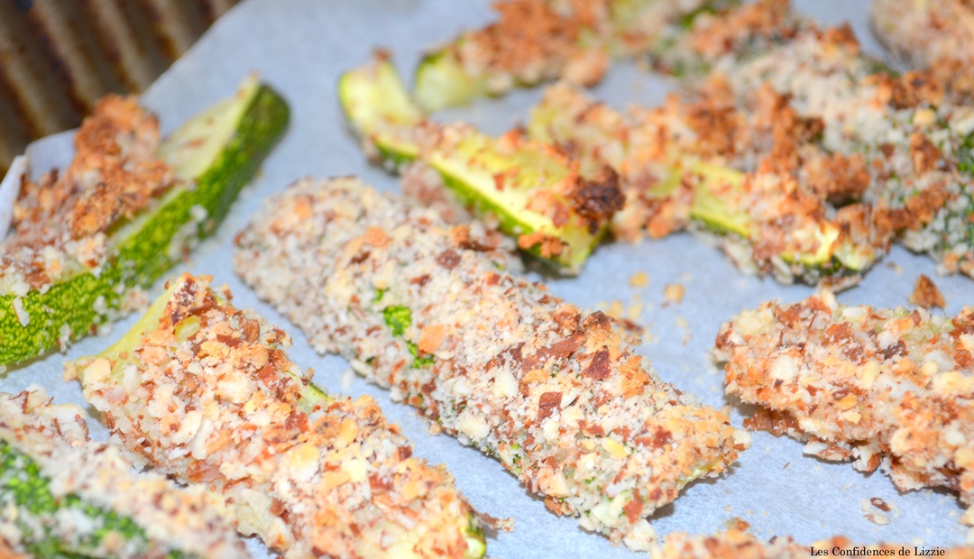 recette healthy - recette avec des amandes - comment paner ses aliments sans huile - courgette au four 